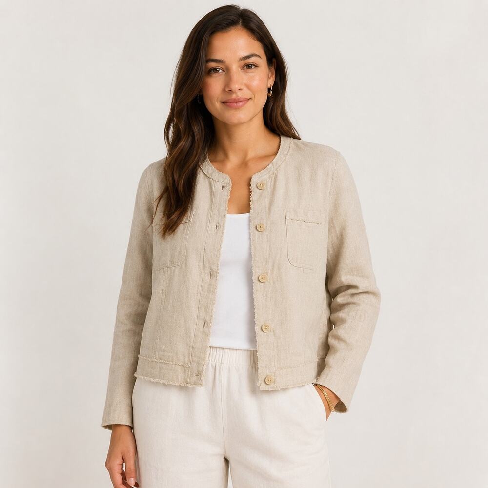 NWT Tommy Bahama Two Palms Linen Patch Pocket Jacket Women’s XS